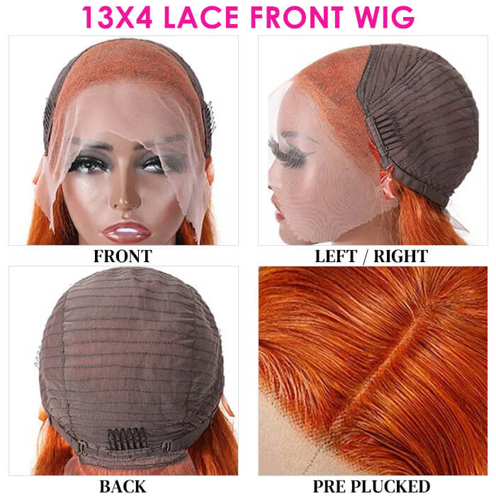 Ginger Lace Front Wig Straight & Body Wave 13*4 HD Lace Frontal Human Hair Wigs For Women