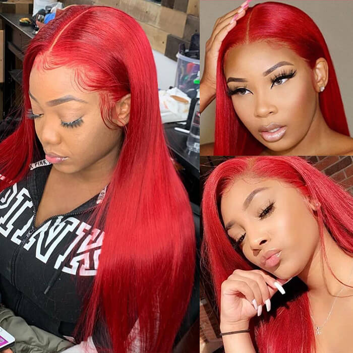 Red Lace Front Wig Straight & Body Wave 13*4 HD Lace Frontal Human Hair Wigs For Women