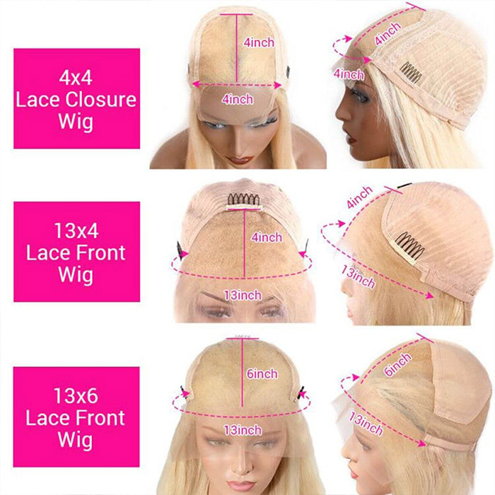 613 Blonde Straight Lace Front Wigs Pre Plucked HD Lace Human Hair Wigs For Women