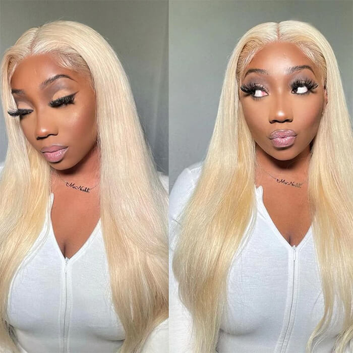 613 Blonde Straight Lace Front Wigs Pre Plucked HD Lace Human Hair Wigs For Women