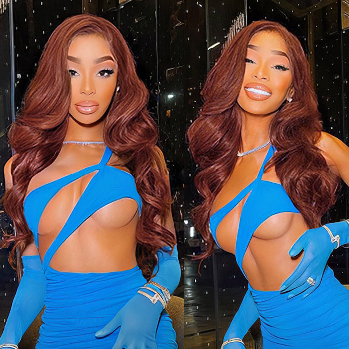 Reddish Brown 5x5/13x4 HD Lace Wig #33 Auburn Colored Deep Wave Lace Front Human Hair Wigs For Women