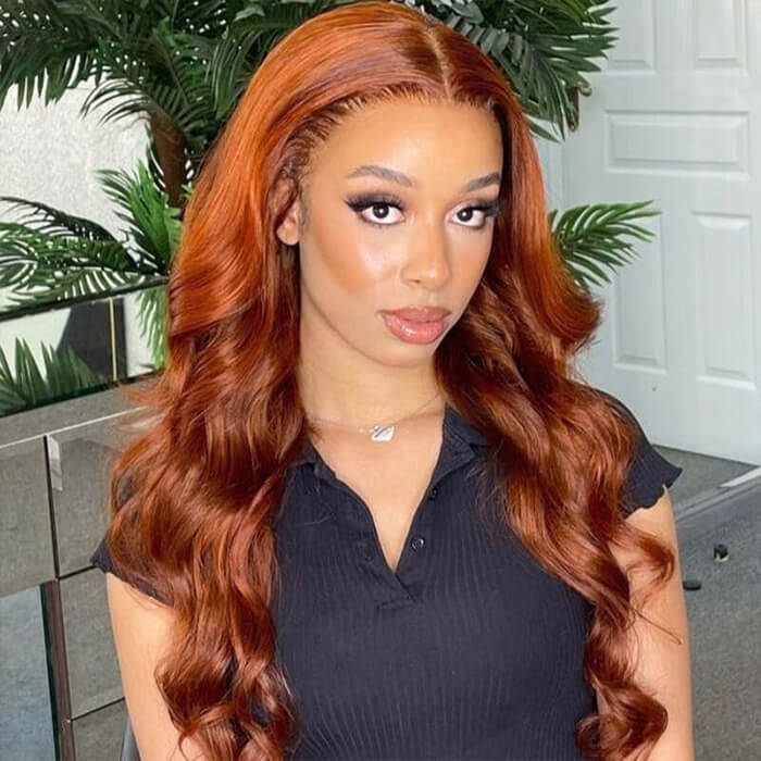 Ginger Color 13x4 HD Lace Front Wig Body Wave Colored Human Hair Wigs Pre Plucked Hairline