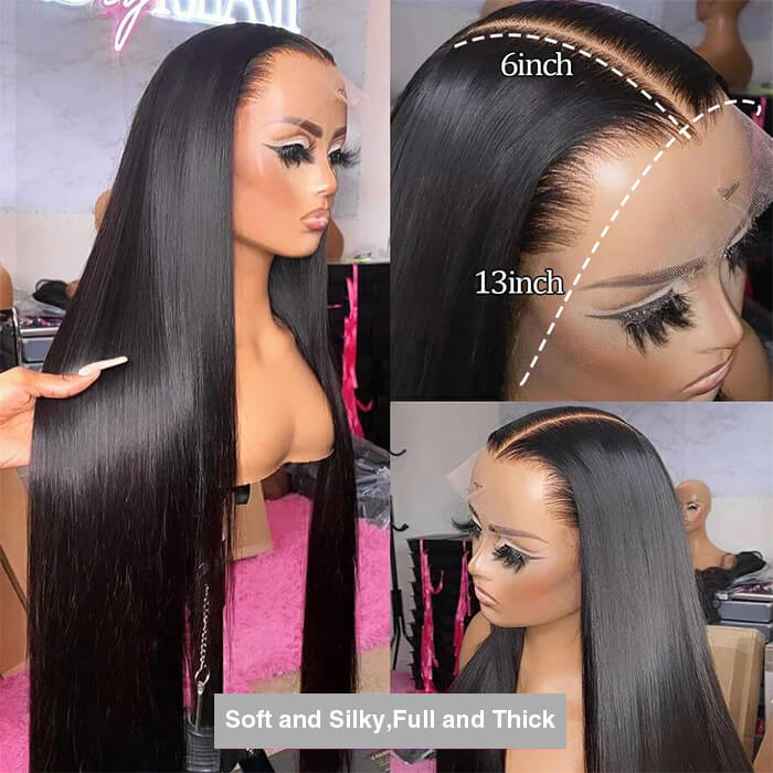 13x6 Full HD Lace Frontal Wig Straight Glueless Wig Human Hair Pre Plucked & Bleached Ready to Go