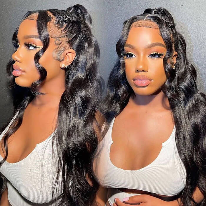 Hermosa Body Wave Invisible-String Snug Fit 360 Lace Frontal Wigs Pre Plucked Undetectable Lace Wigs