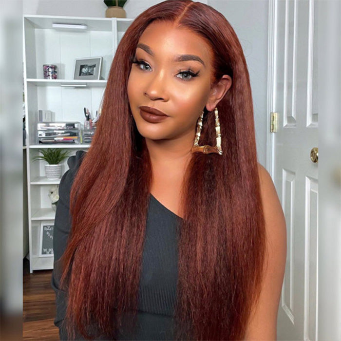 Reddish Brown 5x5/13x4 HD Lace Wig #33 Auburn Colored Deep Wave Lace Front Human Hair Wigs For Women