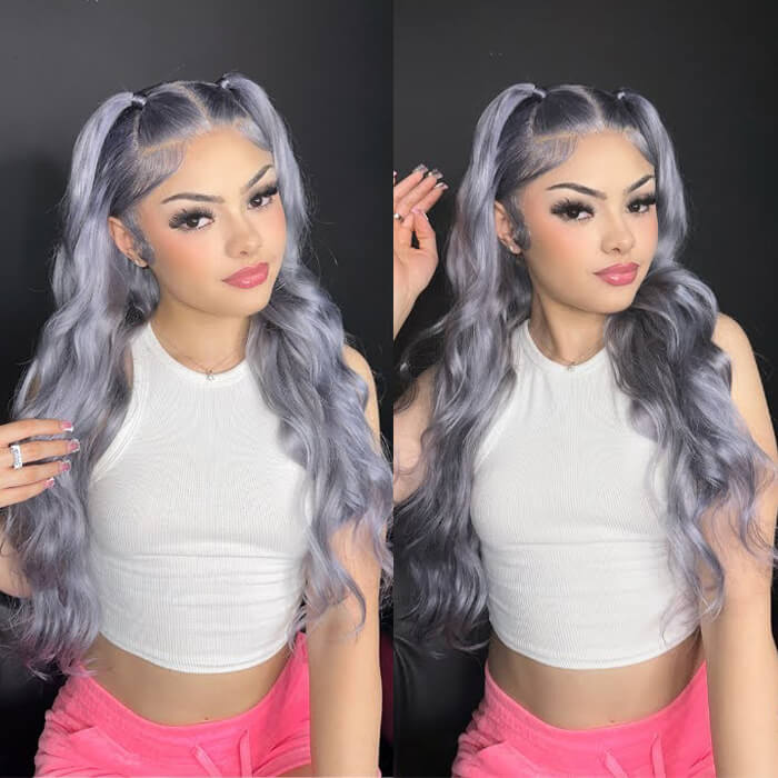 Grey Human Hair Wig 13x4 HD Lace Frontal Wig Colored Human Hair Wigs For Women