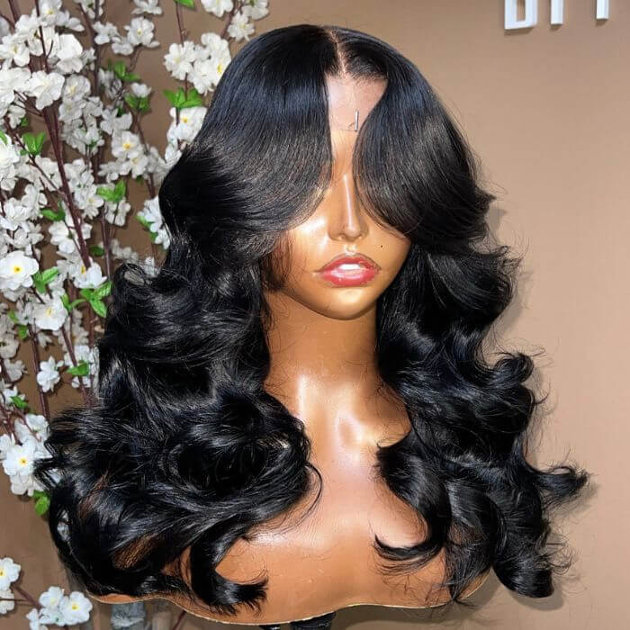 Face-Framing Curtain Bangs Body Wave Wig Glueless Pre Cut HD Lace Ready To Go Wig Pre Plucked Pre Bleached