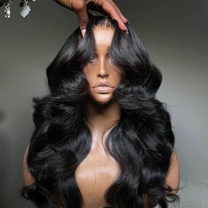 Curtain Bangs Wigs Body Wave 13x4/13x6 Glueless HD Lace Human Hair Wigs with Pre Bleached Knots