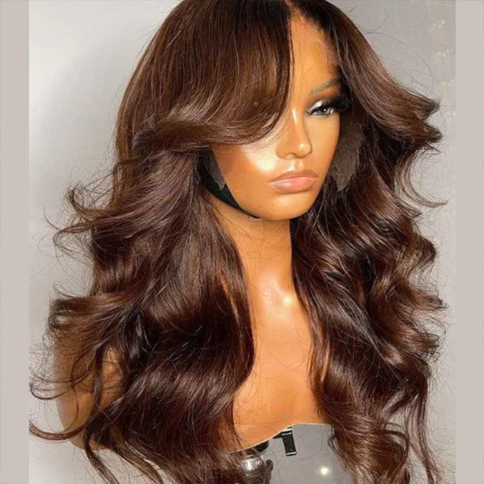 Face-Framing Curtain Bangs Pre-bleached Body Wave Glueless HD Lace Wig with Layers Ready To Go Wig