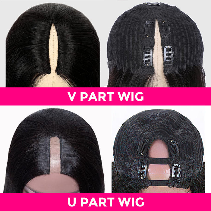 #4 Chocolate Brown Straight V/U Part Wig No Leave Out Glueless Human Hair Wigs Beginner Friendly