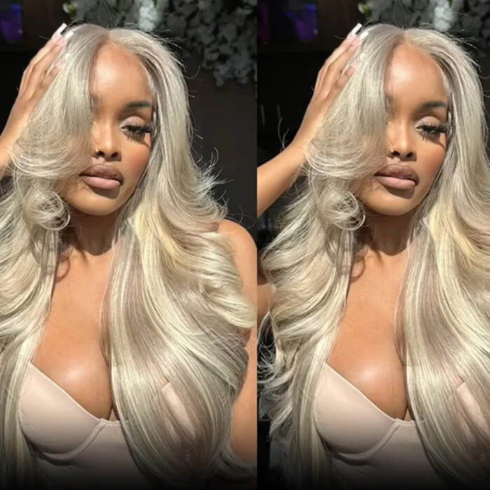 Blonde Highlight Curtain Bangs Body Wave Wigs 13x6 HD Lace Frontal Layered Human Hair Wigs