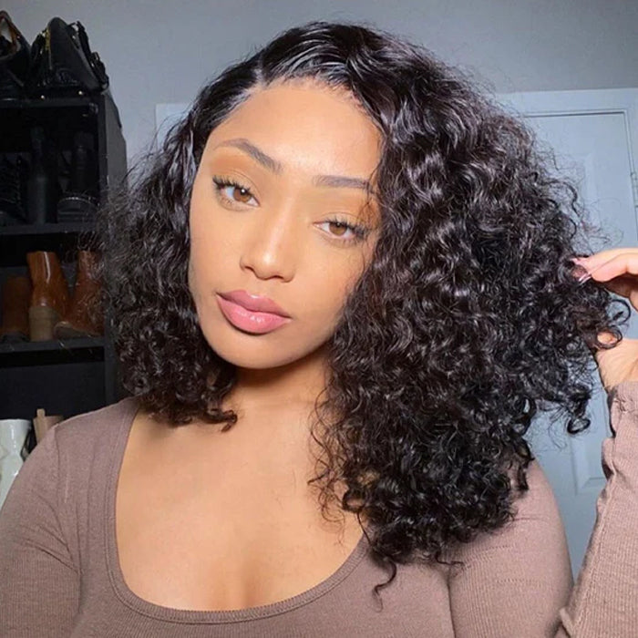 180% Density 5*5 Lace Closure Bob Wigs Pre Plucked Water Wave Wigs For Black Women