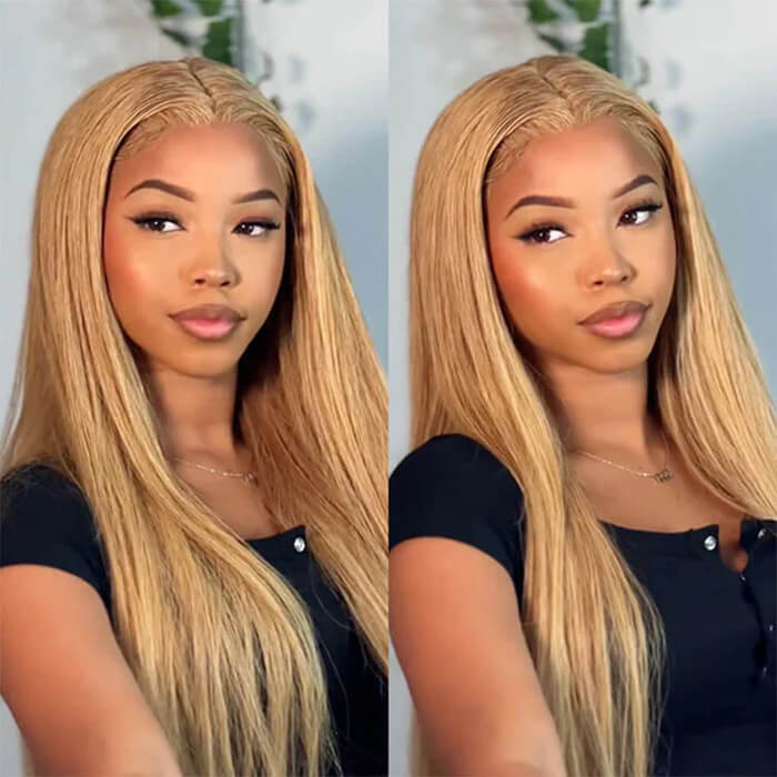 #27 Honey Blonde Straight/Body Wave Upgrade 8x5 Pre Cut HD Lace Ready & Go Glueless Human Hair Wigs