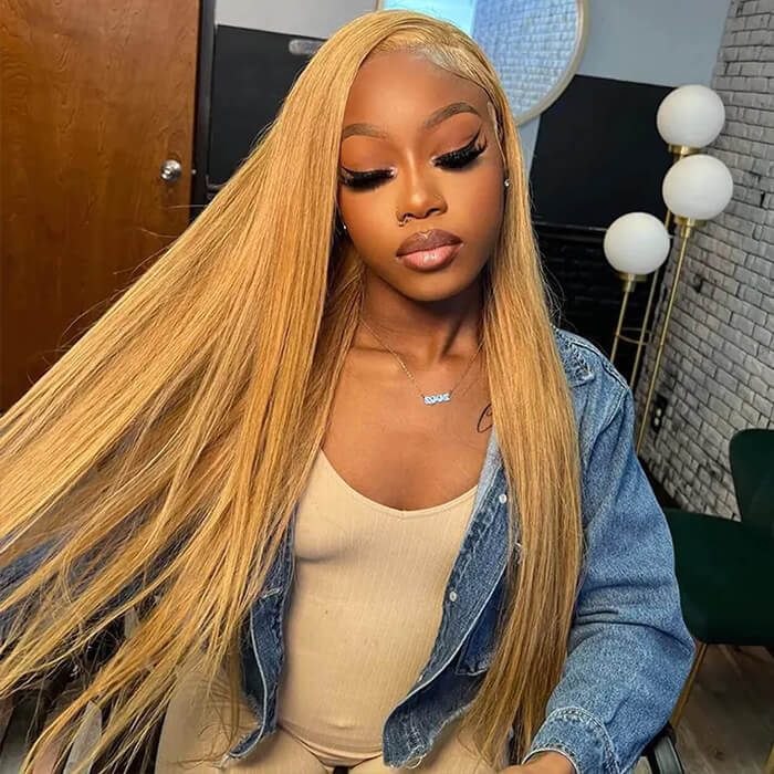 #27 Honey Blonde Straight/Body Wave Upgrade 8x5 Pre Cut HD Lace Ready & Go Glueless Human Hair Wigs