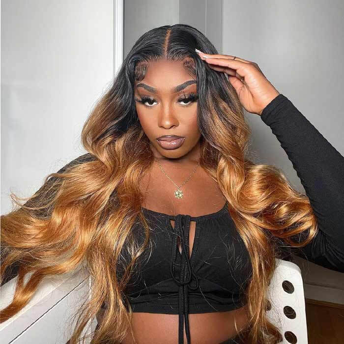 #1B/27 Ombre Color Brazilian Human Hair HD Lace Wigs For Women Pre Plucked With Baby Hair