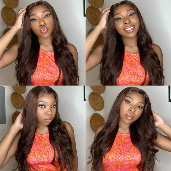 Chocolate Brown Deep Parting High Density HD Lace Front Wigs