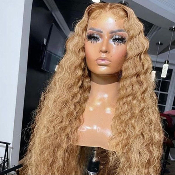 #27 Loose Deep Wave Honey Blonde Lace Front Wig Brazilian 13×4 13x6 Frontal HD Lace Wig