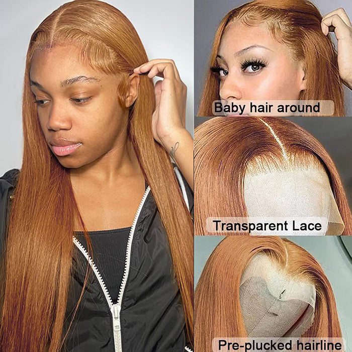 #30 Light Auburn Brown Wigs Straight & Body Wave Colored Human Hair Wigs 13*4 HD Lace Wigs