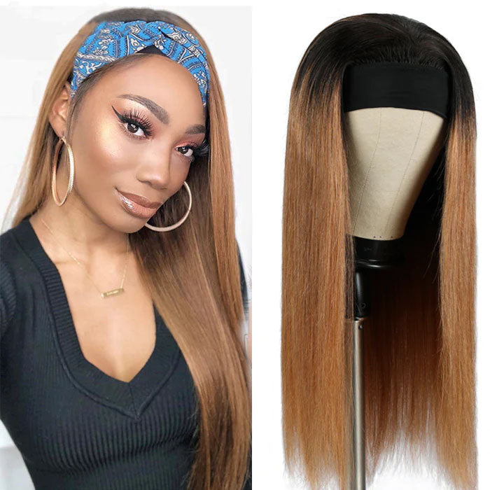 #30 Chestnut Brown Headband Wigs Straight/Body Wave Human Hair Half Wigs with Various Headbands