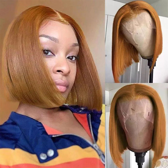 #30 Light Brown Short Straight Bob 13x4/4x4 Lace Wig 100% Human Virgin Hair