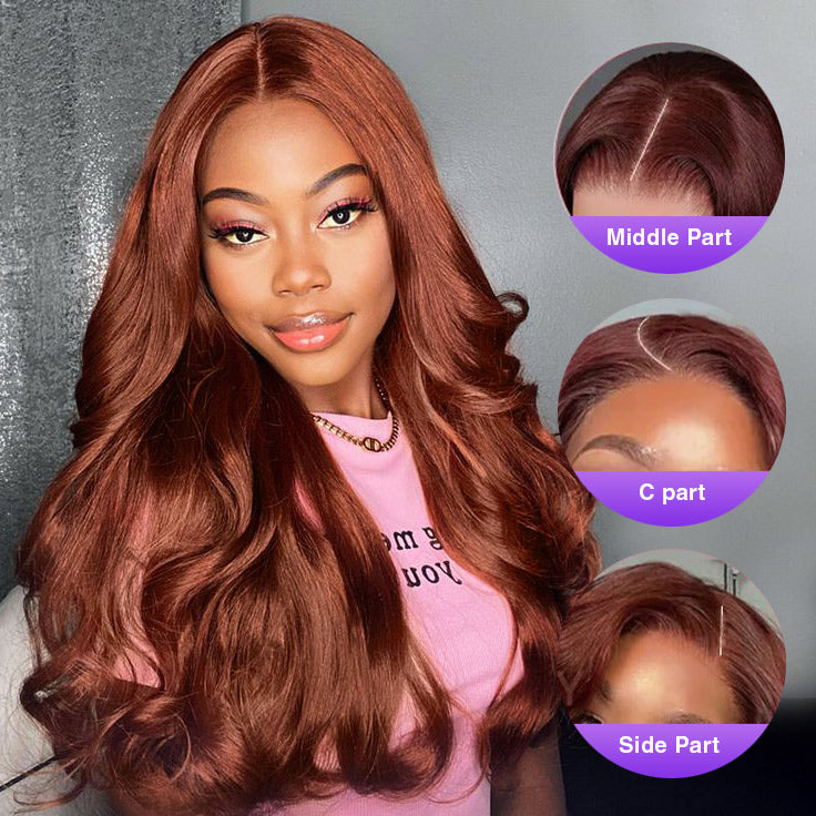 #33 Reddish Brown Color Glueless 8*5 Pre Cut HD Lace Closure Wigs Ready & Go Wig