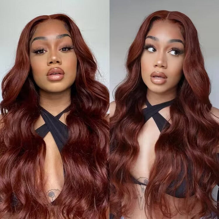 #33 Reddish Brown Color Glueless 8*5 Pre Cut HD Lace Closure Wigs Ready & Go Wig