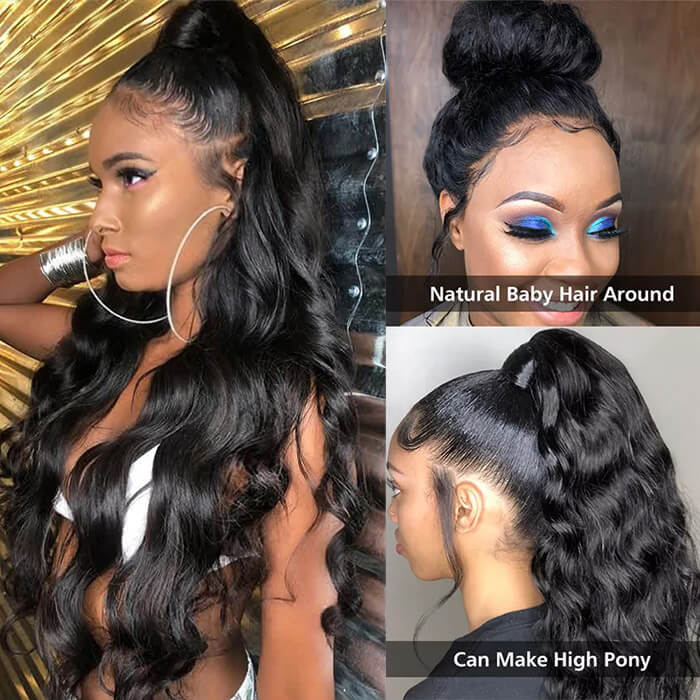 Hermosa Body Wave Invisible-String Snug Fit 360 Lace Frontal Wigs Pre Plucked Undetectable Lace Wigs