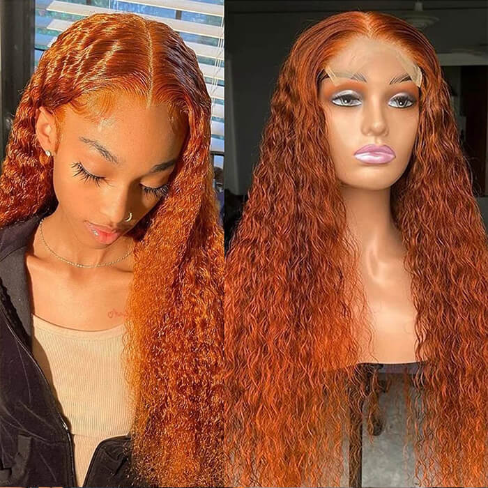 Ginger Curly Wig 13x4 HD Lace Front Wigs Colored Human Hair Lace Front Wigs With Pre Plucked