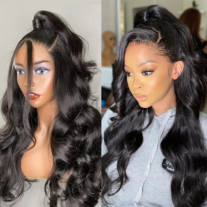 Body Wave 13*4 HD Transparent Lace Front Wigs 100% Human Hair Pre Plucked