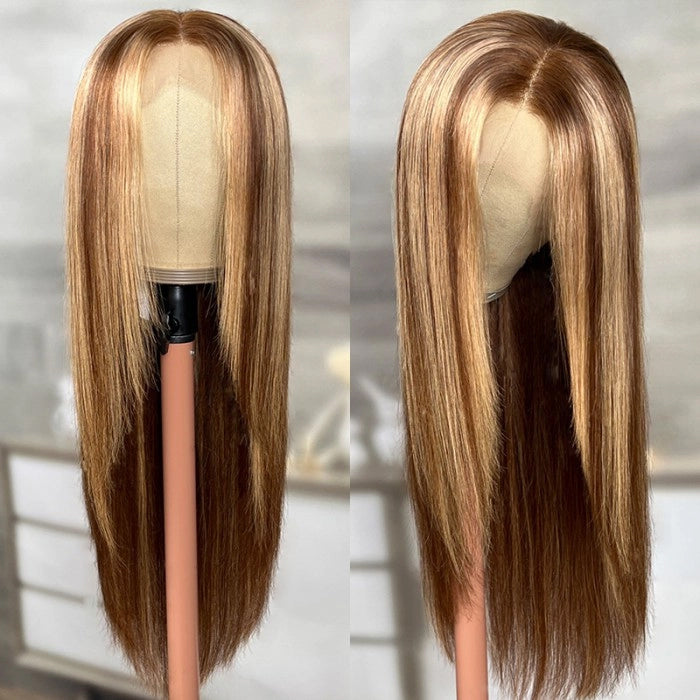 Hermosa Layered Cut 4/27 Highlight 13x4 Transparent Lace Wigs Straight Human Hair Wigs