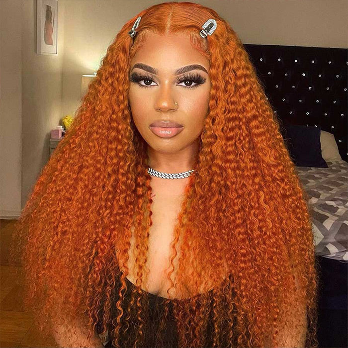 Ginger Curly Wig 13x4 HD Lace Front Wigs Colored Human Hair Lace Front Wigs With Pre Plucked