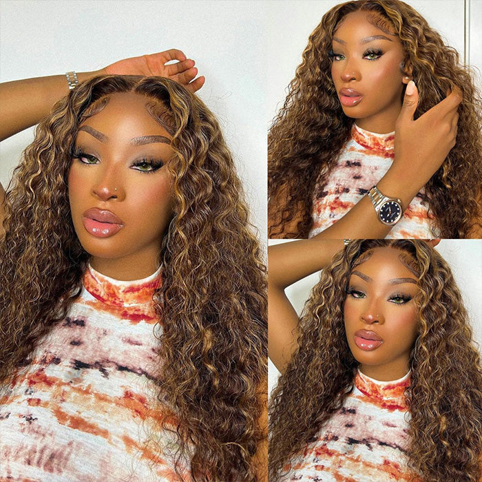 Highlight Deep Wave Frontal Wig 13*4 13*6 Glueless HD Lace Wigs with Pre Plucked Hairline