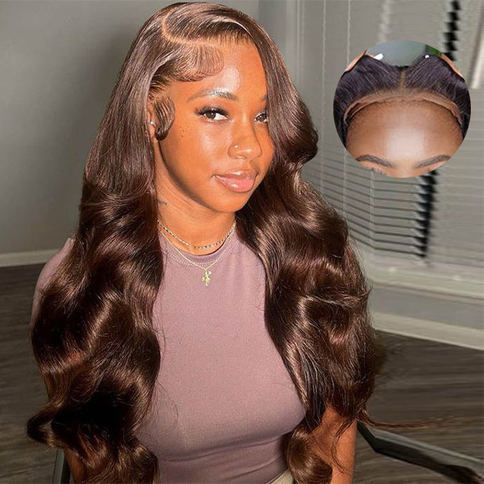 #4 Chocolate Brown Wig Straight & Body Wave 13x4 HD Lace Frontal Human Hair Wig