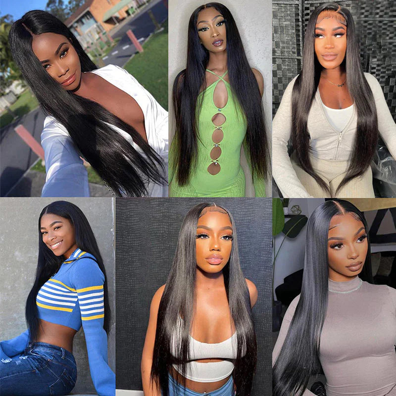 Silk Straight HD Lace Wigs Pre Plucked Hairline 180% Density