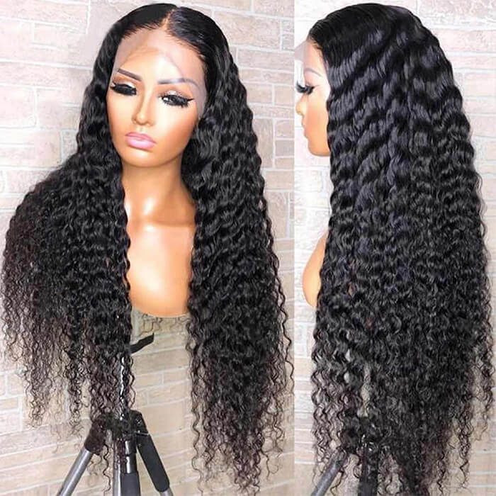 Deep Wave 13x6 Full Frontal Skin Melt HD Lace Wigs Invisi-String 360 Pre Cut HD Glueless Wigs