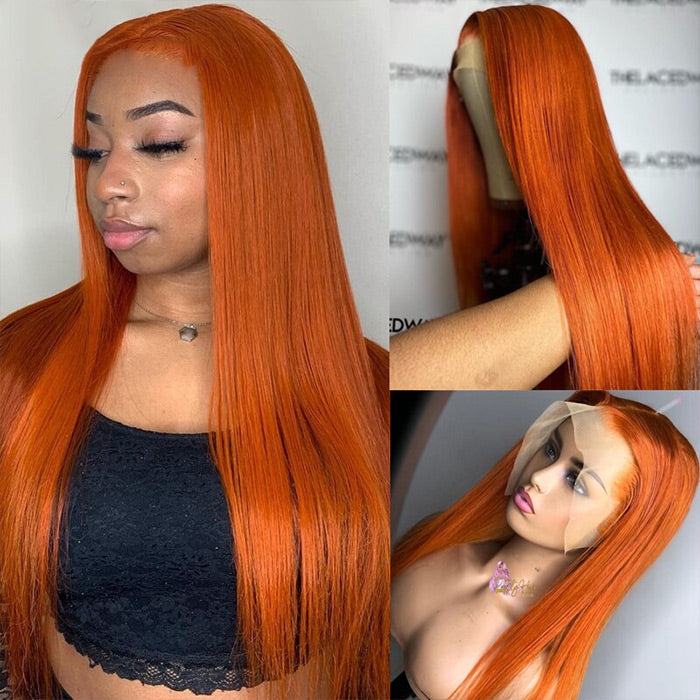 Orange Ginger  13X6 HD Lace Front Human Hair Wigs With Baby Hair Lace Wigs for Women