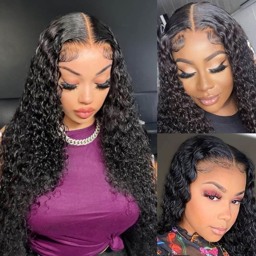 Deep Wave Human Hair 5x5 HD Transparent Lace Closure Wigs Glueless Brazilian Lace Wig For Women