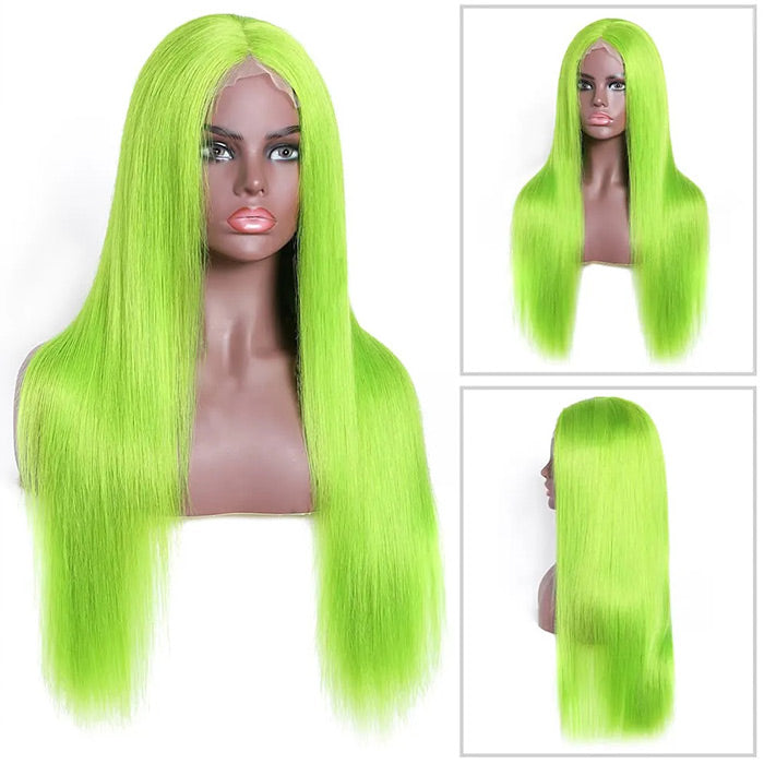 13X4 HD Lace Wigs Long Straight Hair Green Color Wigs for Fashion Women  with Natural Hairline