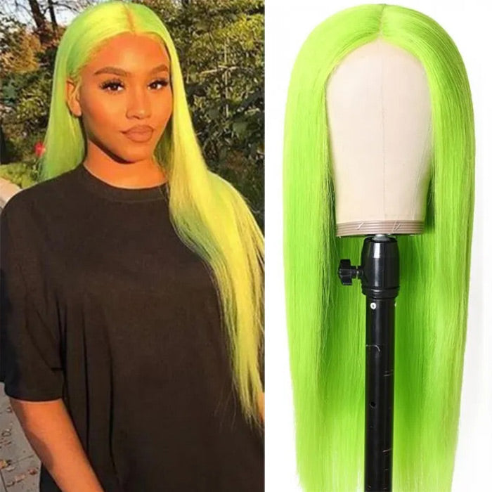 13X4 HD Lace Wigs Long Straight Hair Green Color Wigs for Fashion Women  with Natural Hairline