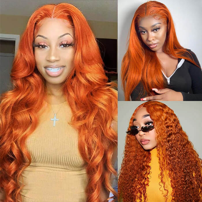 Ginger Lace Front Wig Straight & Body Wave 13*4 HD Lace Frontal Human Hair Wigs For Women