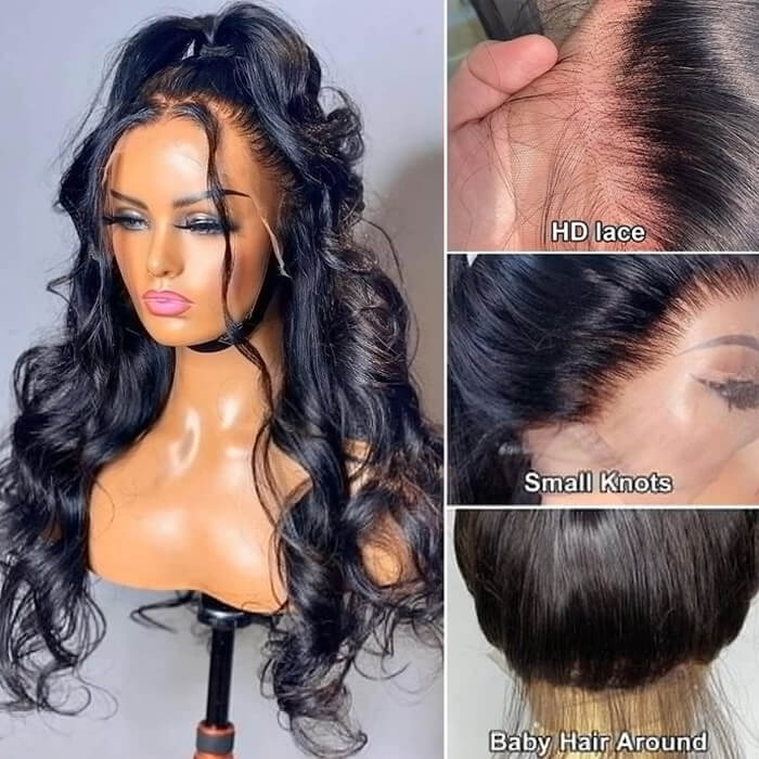 Pre Bleached Full Lace Wig Brazilian Human Hair Full Scalp Lace Wigs 180% Density