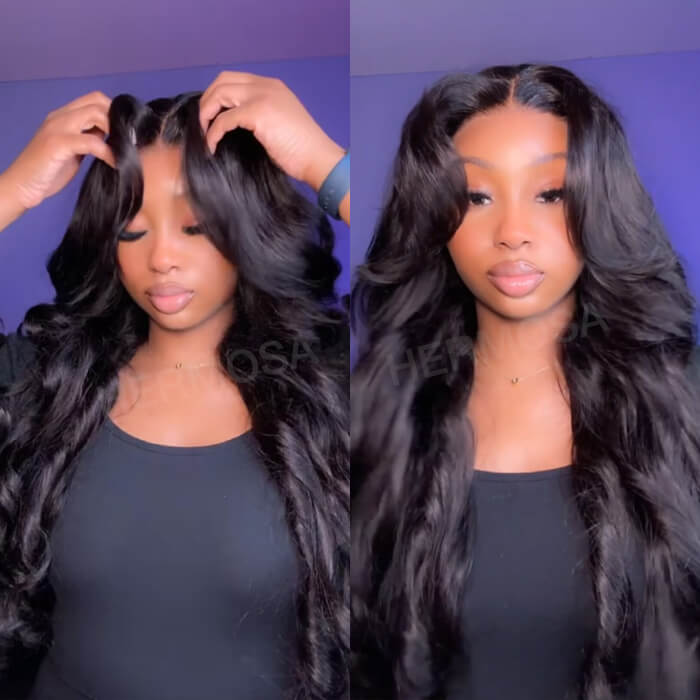 Face-Framing Curtain Bangs Pre-bleached Body Wave Glueless HD Lace Wig with Layers Ready To Go Wig