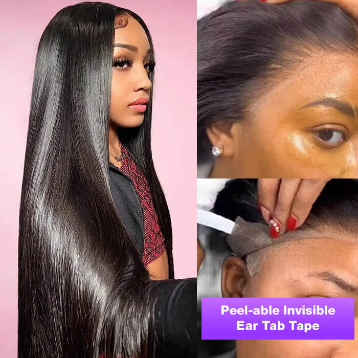 Pre Bleached 13x4 Lace Frontal Straight Wig Super Secure Put On and Go Glueless Wig Human Hair