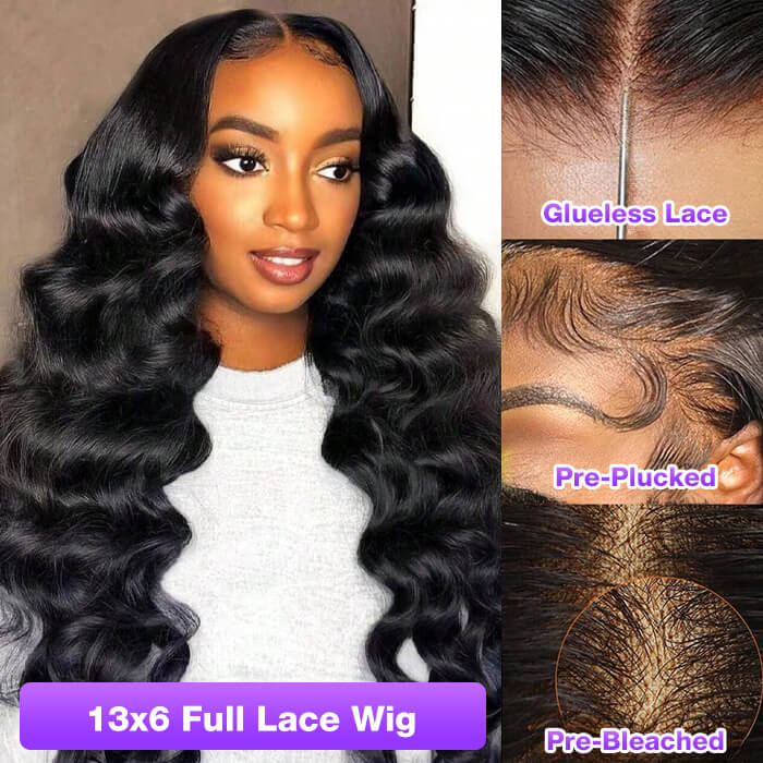 Bouncy Loose Wave 13x6 Full Invisible Hd Transparent Lace Front Wigs For Women