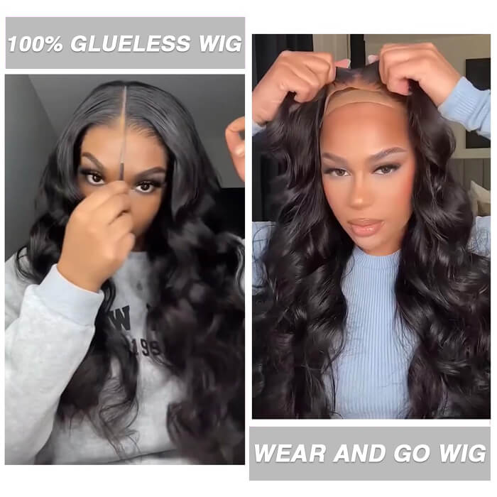 8x5 Pre-All Glueless Wig Body Wave HD Lace Closure Human Hair Pre Bleached Pre Plucked Pre Styled