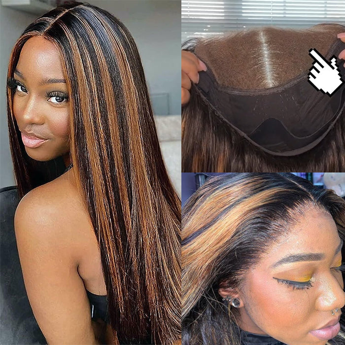 Glueless Ready & Go Wig Upgrade 8*5 Pre Cut HD Lace Closure Wigs #P1B/30 Balayage Highlight Color