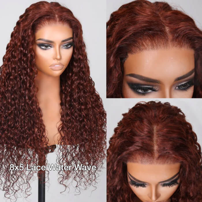 Reddish Brown 13x4 Lace Frontal & 8x5 Closure Wig Put On and Go Glueless Wig Human Hair