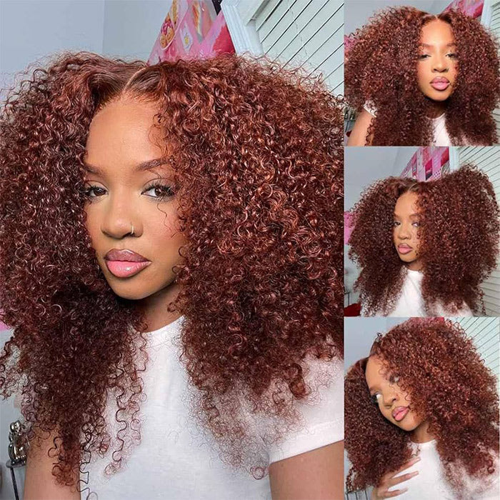 #33 Dark Auburn Color Short Bob Red Brown Wig 13x4/4x4 Bob Lace Frontal Wigs 150% Density