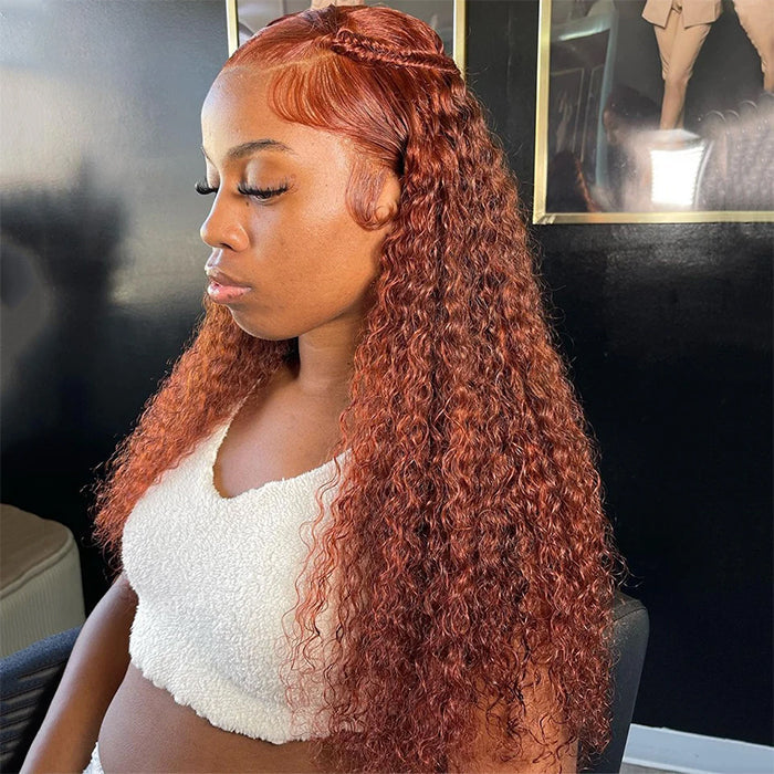 Pre-All Wig Reddish Brown 13x4 Ear To Ear Lace Front Jerry Curly Put on and Go Glueless Wig