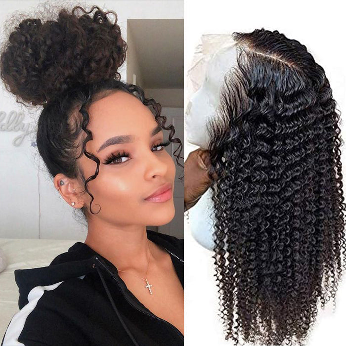 Invisible String Snug Fit 360 Curly Wig Pre Bleached 360 Full Lace Frontal Glueless Wig